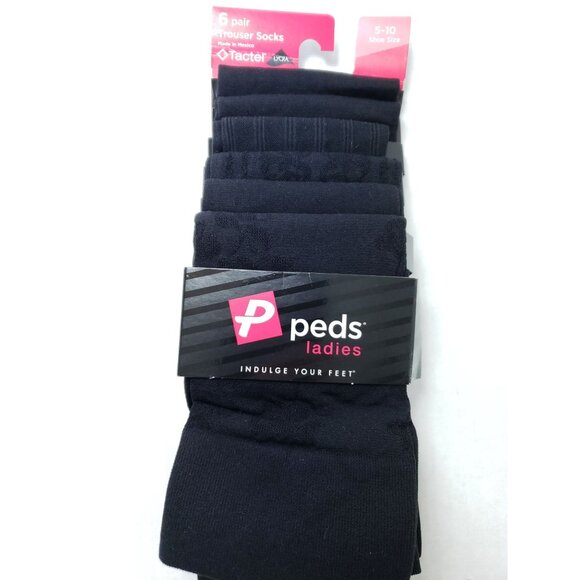 Peds Trouser Socks Women's Size 5-10 Black Multi print 12pr - Picture 3 of 3